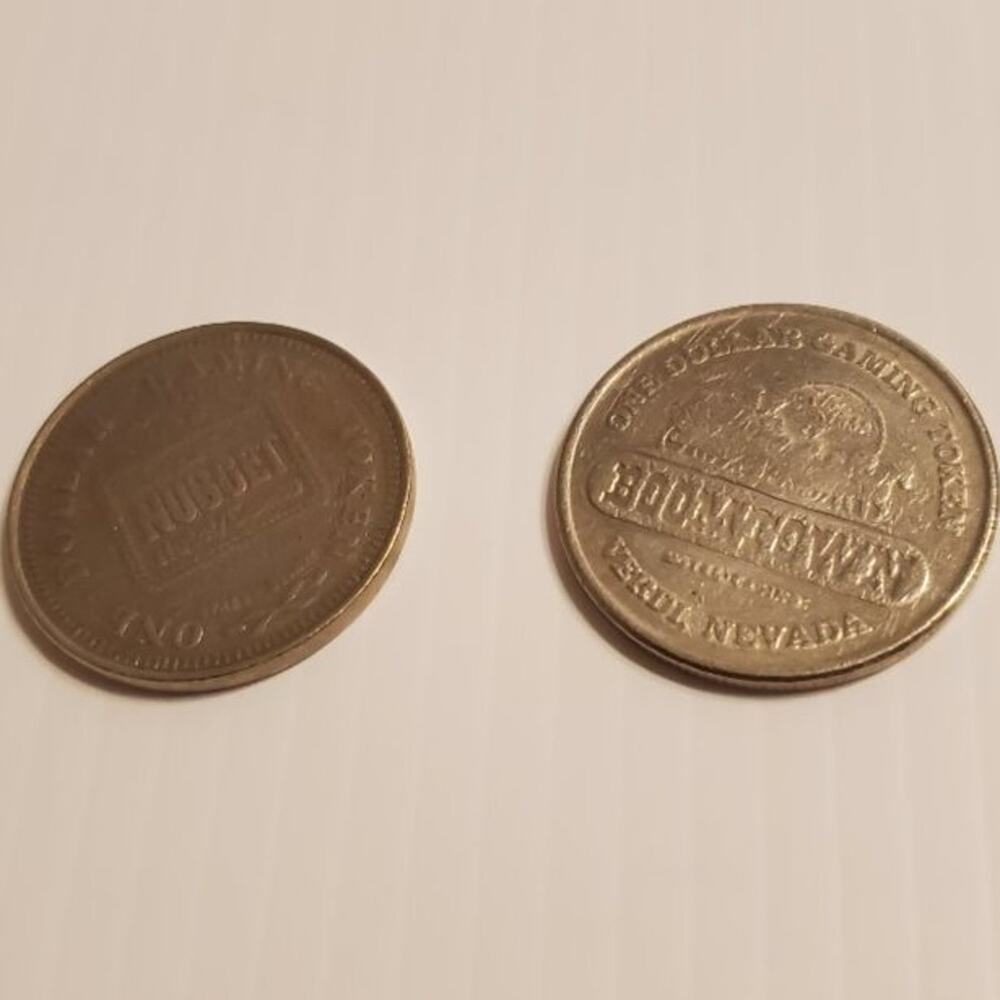 Set of 2 vintage casino gaming coins tokens. Nugget Casion LV and Boomtown